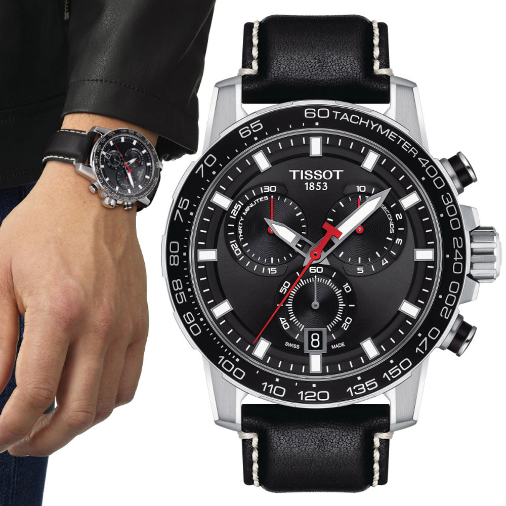 TISSOT天梭 SUPERSPORT 三眼計時腕錶 45.5mm/T1256171605100
