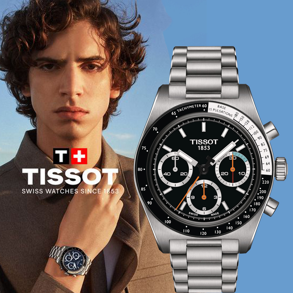 TISSOT 天梭 官方授權 PR516 手動上鍊機械錶 計時手錶 男錶-41mm T1494592105100/黑色