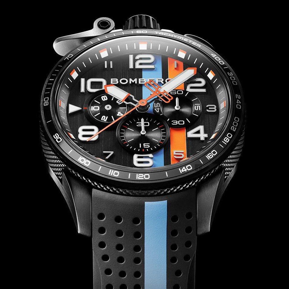 Bomberg 炸彈錶 Bolt-68 Racing 黑色XL復古賽車計時碼錶-45mm BS45CHPBA.059-6.10