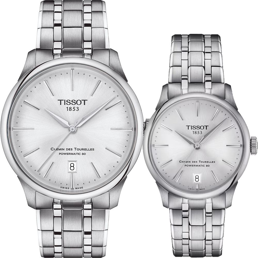 TISSOT 天梭杜魯爾系列自動腕錶 對錶 T1398071103100+T1392071103100