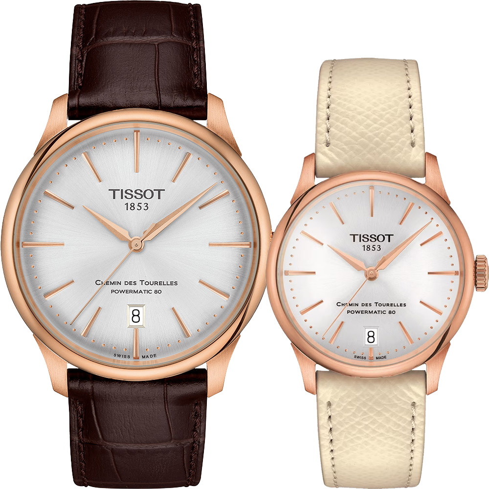 TISSOT 天梭杜魯爾系列自動腕錶 對錶 T1398073603100+T1392073603100