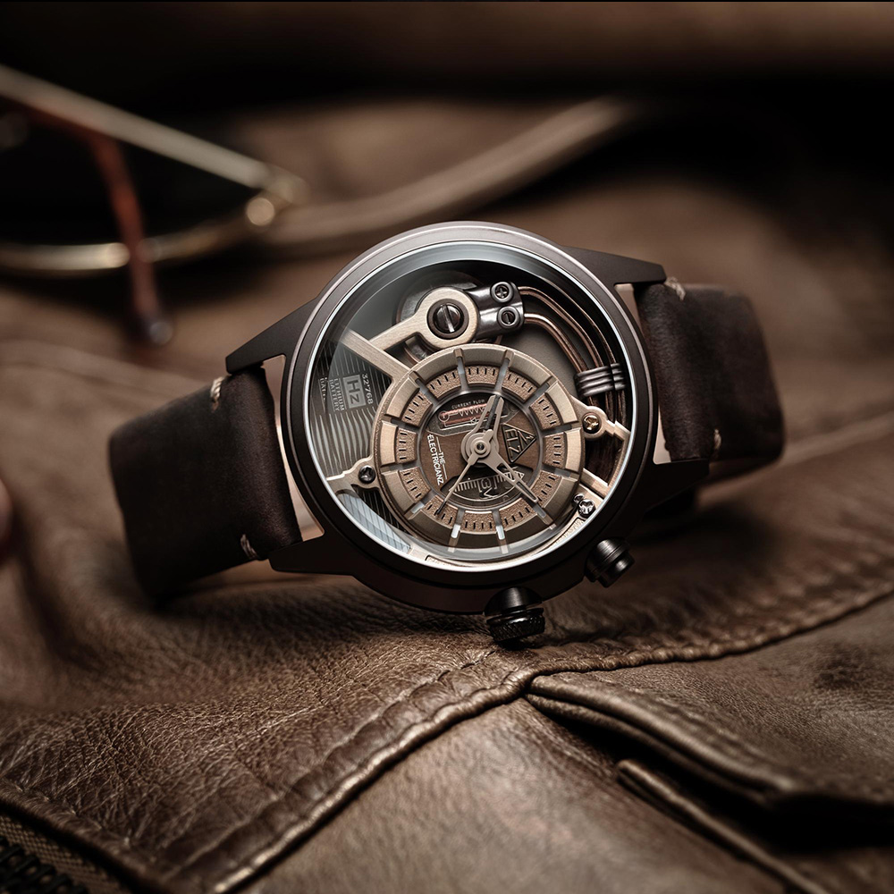 THE ELECTRICIANZ Steel Brown Z - Leather 45mm 青銅棕色獨家電路發光手錶-ZZ-A4C02-CLC
