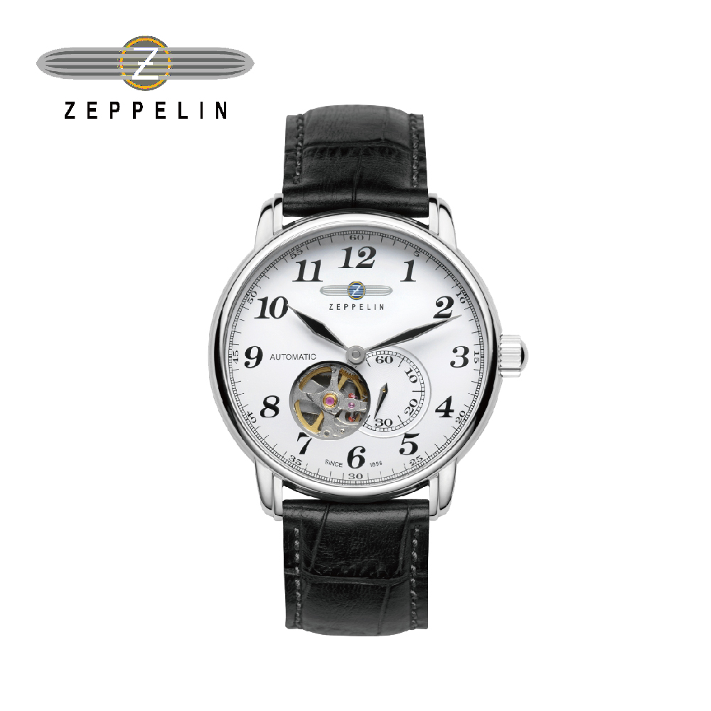 【齊柏林飛船錶 Zeppelin】76661 透視機芯亮白盤機械錶 40mm 男/女錶 自動上鍊