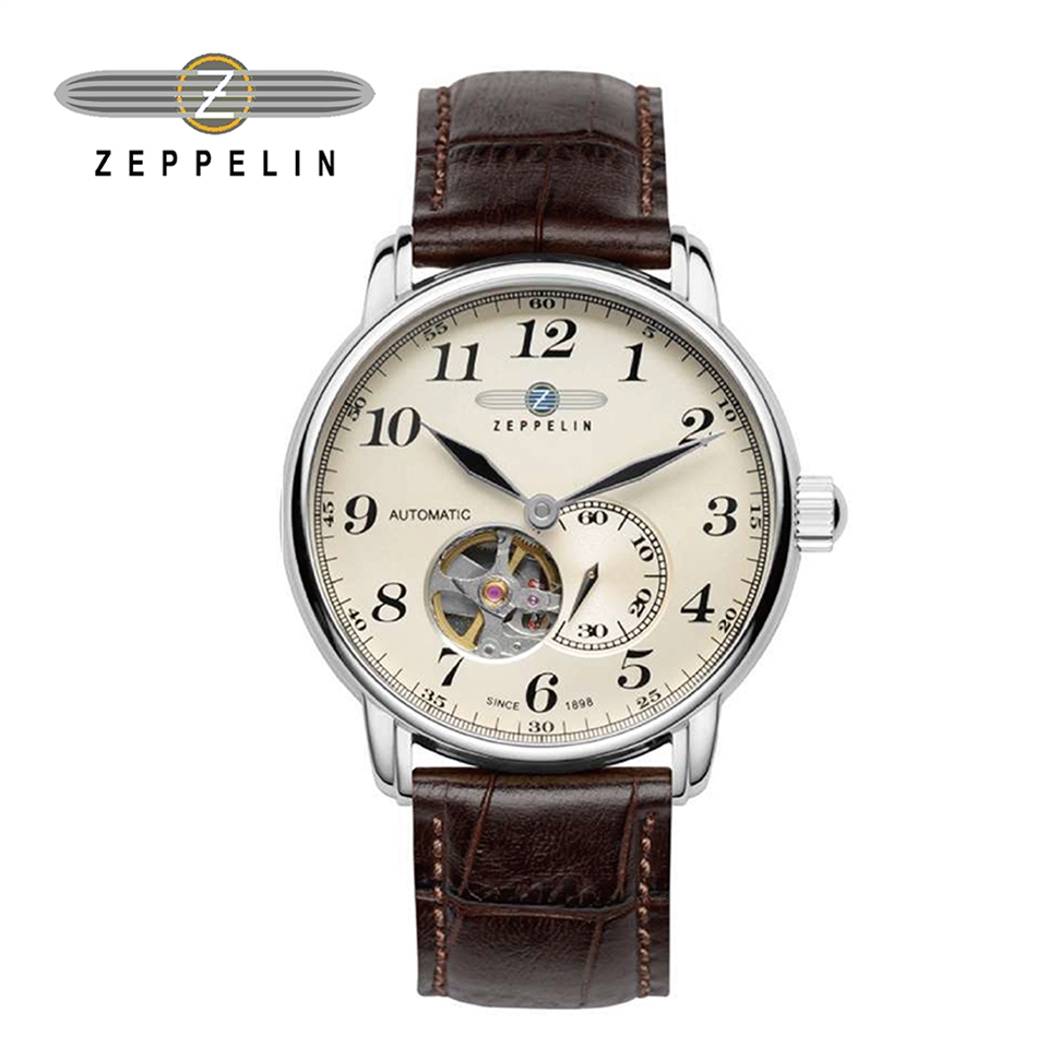 【齊柏林飛船錶 Zeppelin】 76665 透視機芯白盤機械錶 40mm 男/女錶 自動上鍊