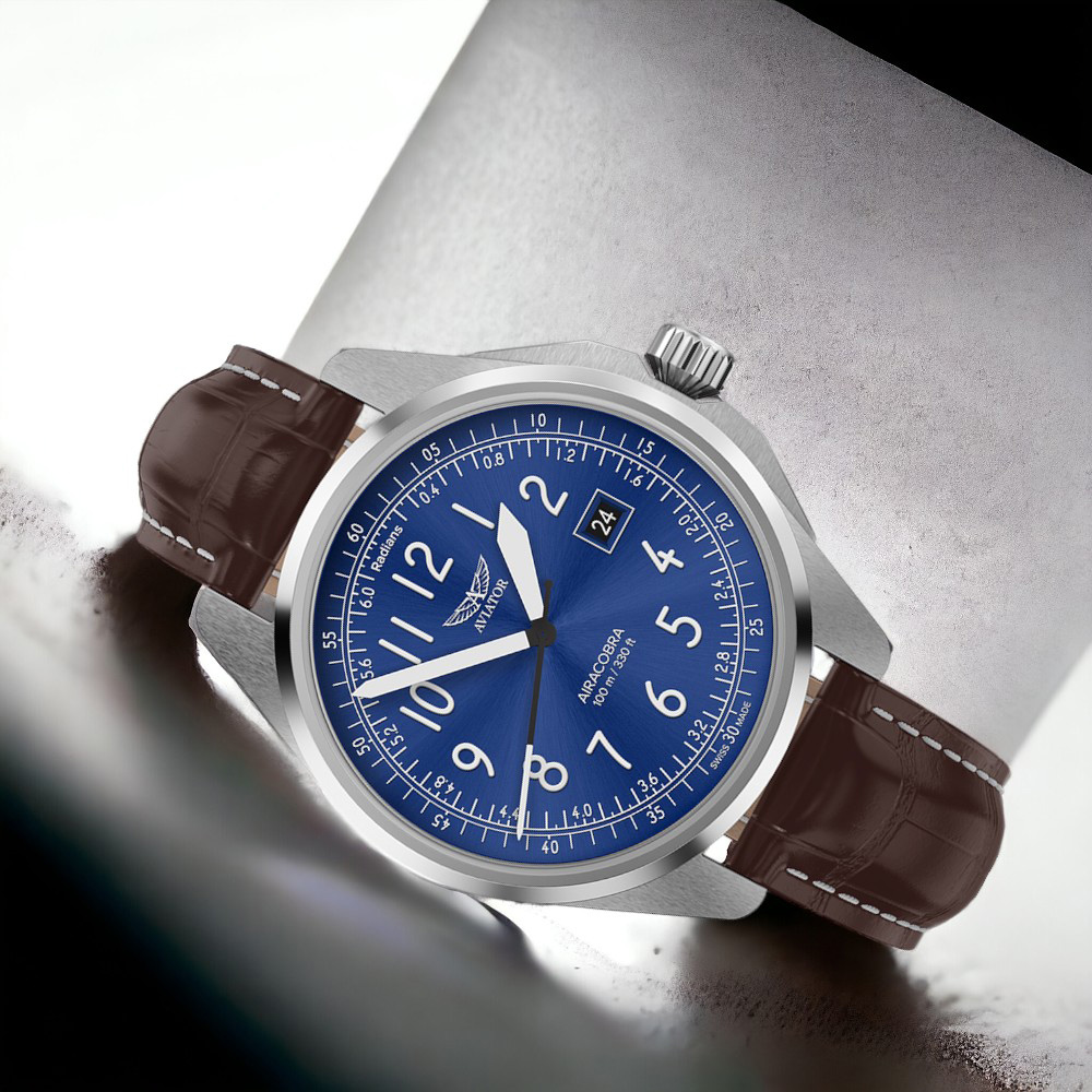 AVIATOR 飛行員 AIRACOBRA P43 TYPE A 飛行風格 腕錶 手錶 男錶 藍色-V.1.38.0.325.4