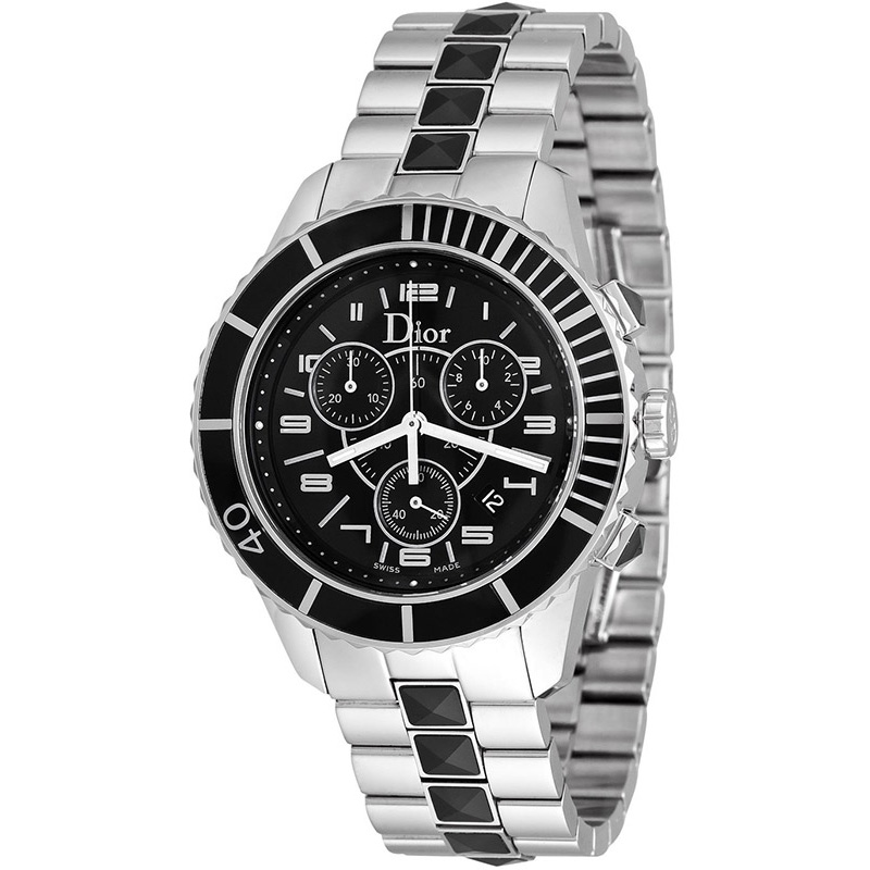 Dior 迪奧 Christal 不銹鋼黑寶石石英計時腕表(CD114317M001)x38mm