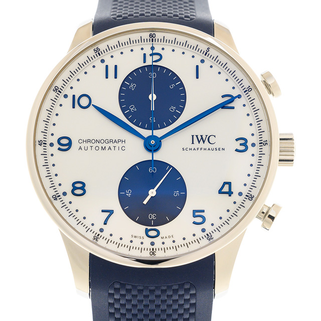IWC 萬國錶 新葡萄牙計時腕錶(IW371620)x白面藍橡膠款x41mm