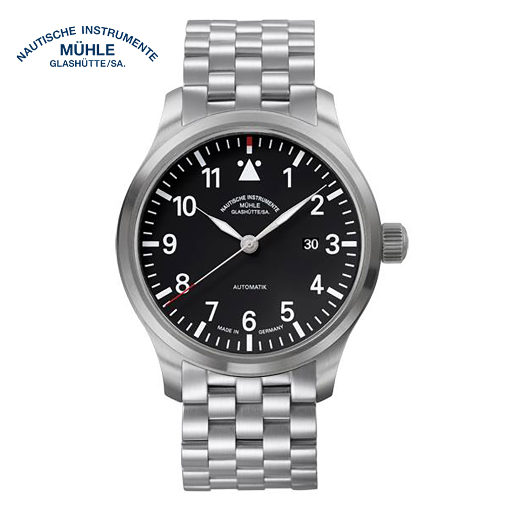 格拉蘇蒂·莫勒Muehle·Glashuette-Terrasport運動飛行錶 M1-37-44-MB 鋼帶黑麵 40mm 男女錶