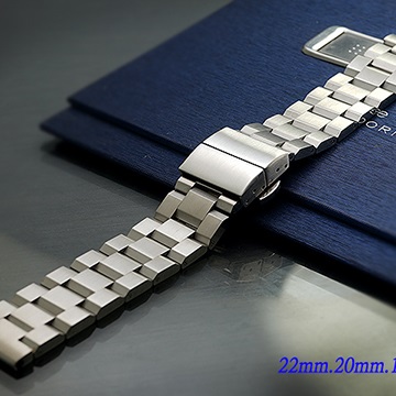 【時間探索】全新 不鏽鋼實心履帶型摺疊扣-金屬錶帶 (22mm.20mm.18mm)