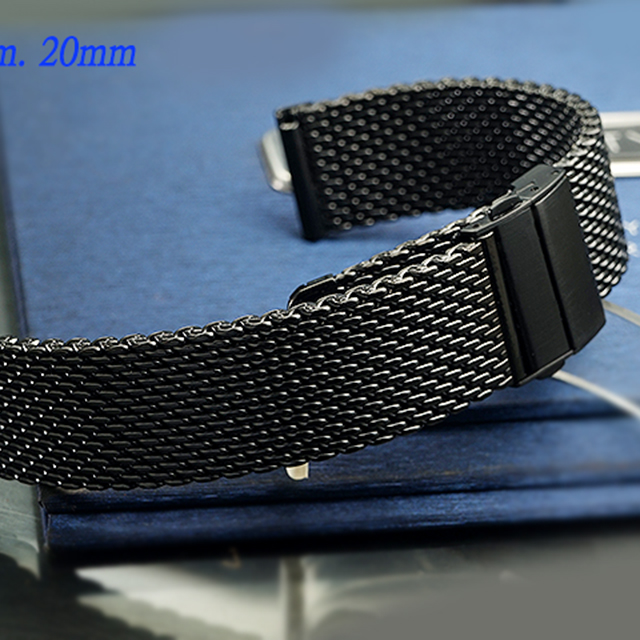 全新 不鏽鋼編織摺疊扣米蘭帶-金屬錶帶 (22mm.20mm)加厚型
