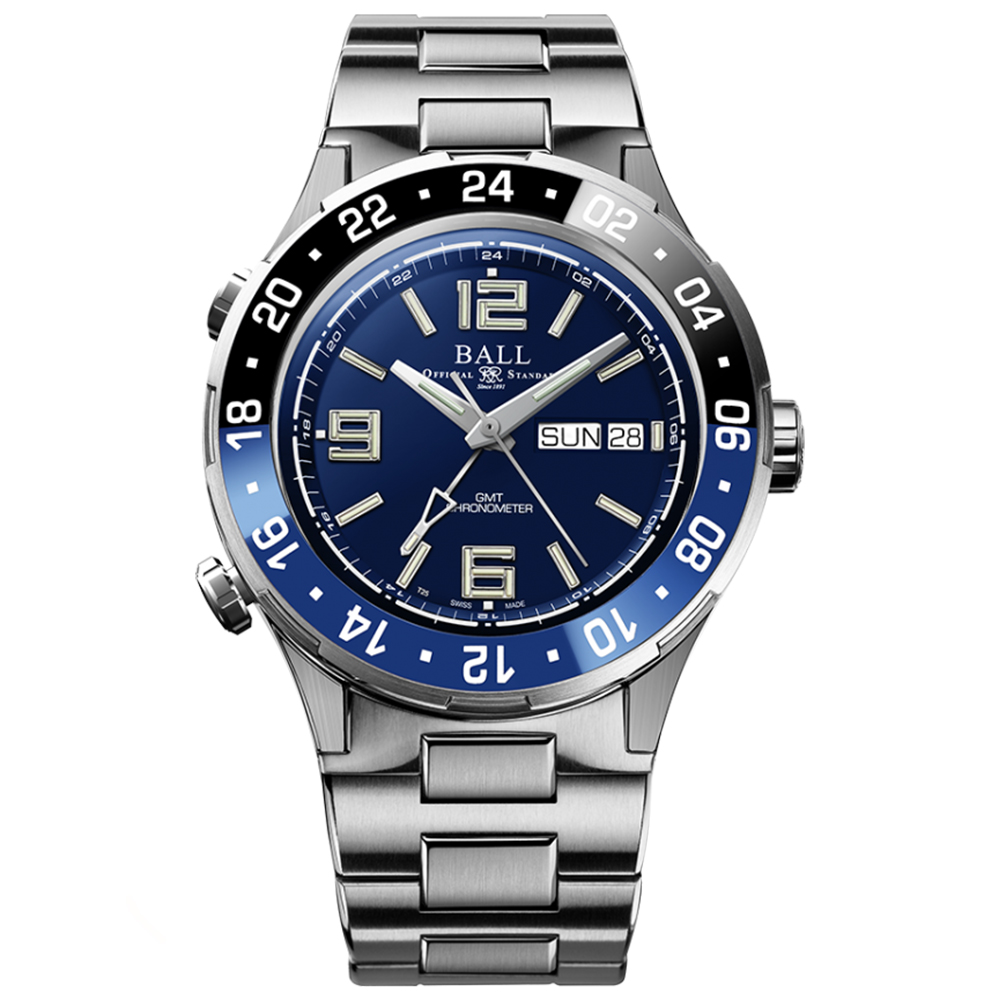 BALL 波爾錶 Roadmaster系列 天文台認證 GMT 陶瓷圈 潛水機械腕錶 40mm / DG3030B-S1CJ-BE