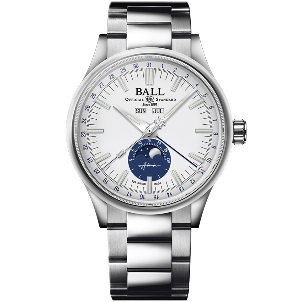 BALL 波爾錶 Engineer II系列 月相機械腕錶 40mm / NM3016C-S1J-WH