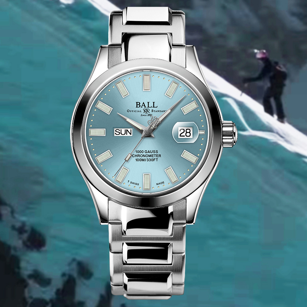 BALL 波爾 B2 Engineer III 經典色自體發光微型氣燈機械錶-冰藍40mm(NM9036C-S1C-IBE)