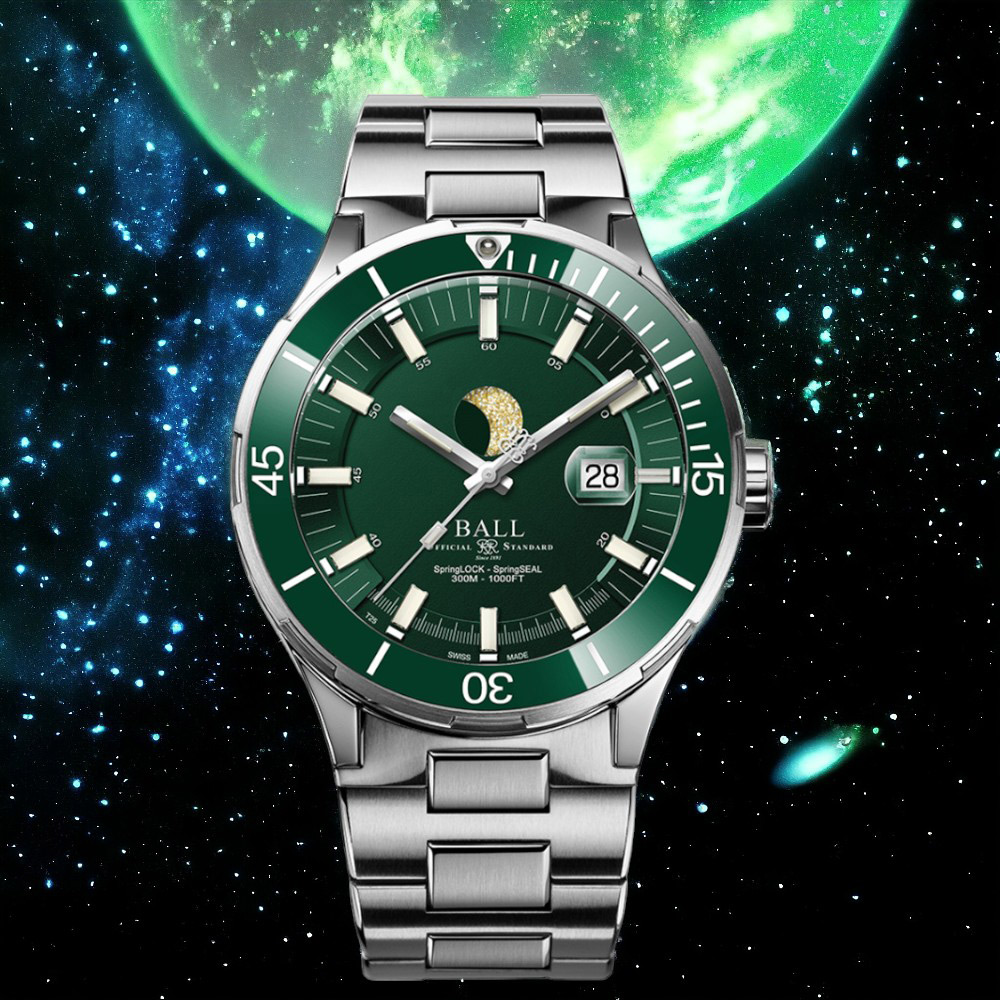 BALL 波爾錶 Roadmaster 300米防水 月相錶 機械錶 綠色 手錶DM3150B-S13J-GR