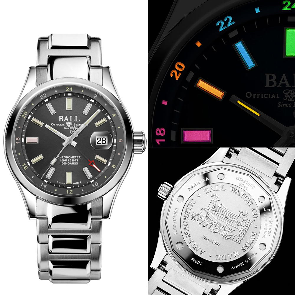 BALL 波爾錶 工程師 III GMT 天文臺認證彩虹氚氣燈管限量機械錶-41mm灰 GM9100C-S2C-GYR