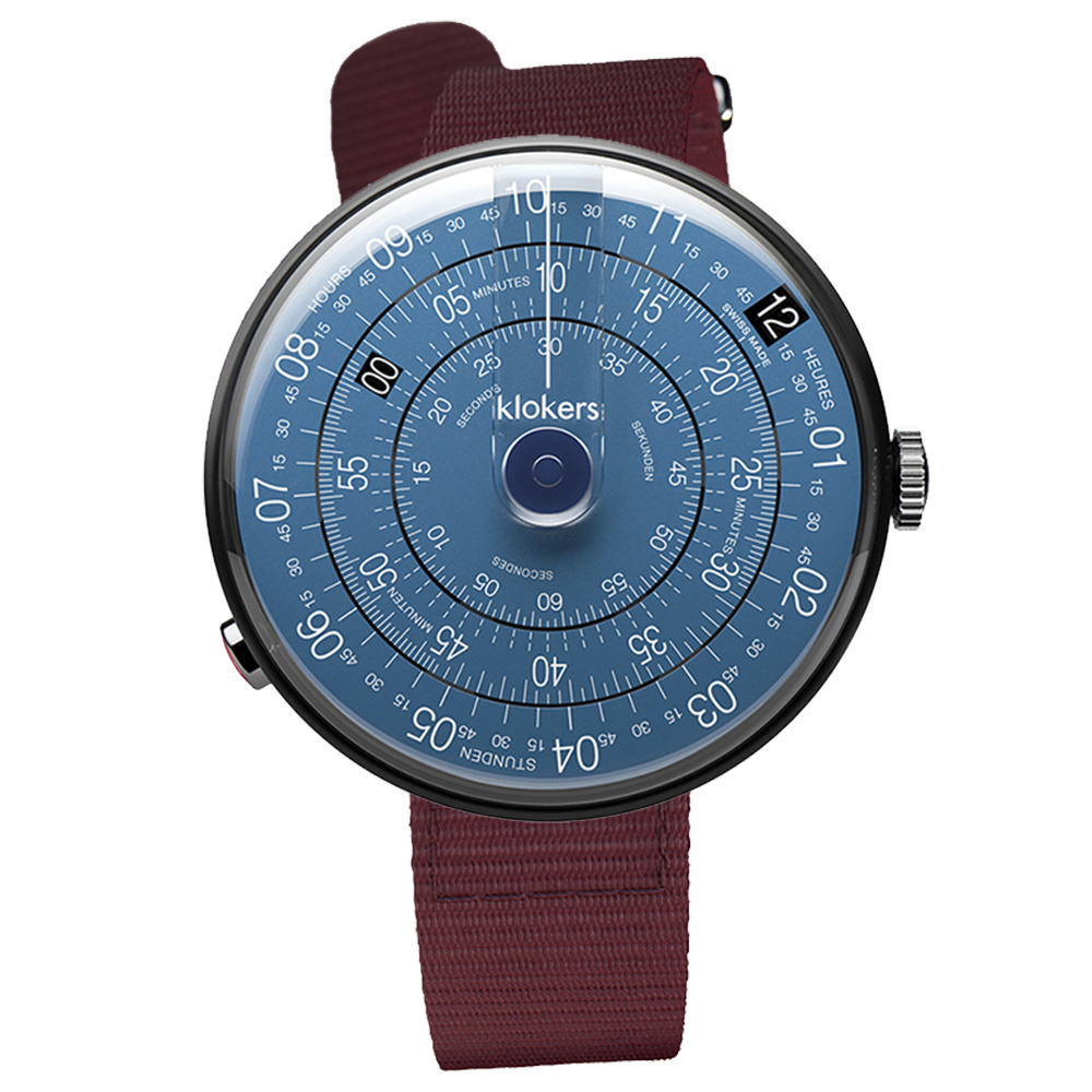 klokers【庫克錶】KLOK-01-D7-B 午夜藍錶頭-黑殼+單圈尼龍錶帶