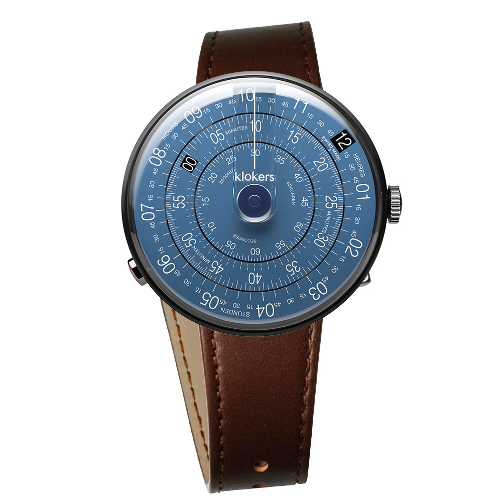 klokers【庫克錶】KLOK-01-D7 午夜藍錶頭+單圈皮革錶帶
