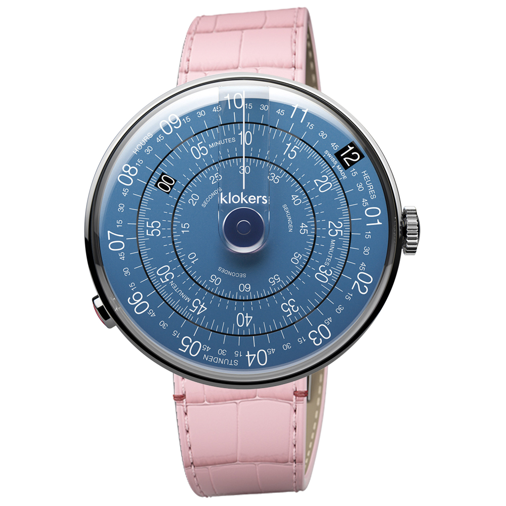 klokers【庫克錶】KLOK-01-D7 午夜藍錶頭+皮革錶帶搭配摺疊錶扣