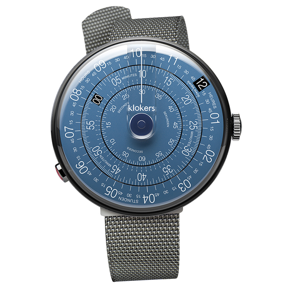 klokers【庫克錶】KLOK-01-D7-B 午夜藍錶頭-黑殼+米蘭錶帶