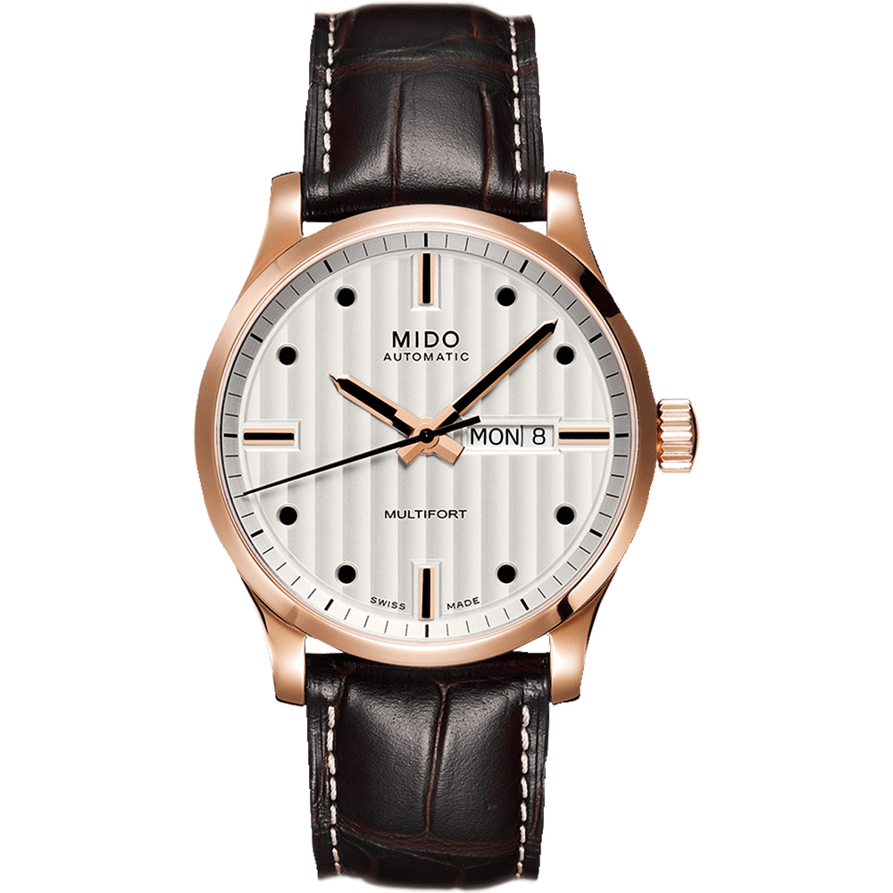 MIDO 美度 Multifort 系列經典機械錶-銀x咖啡色錶帶/42mm M0054303603180