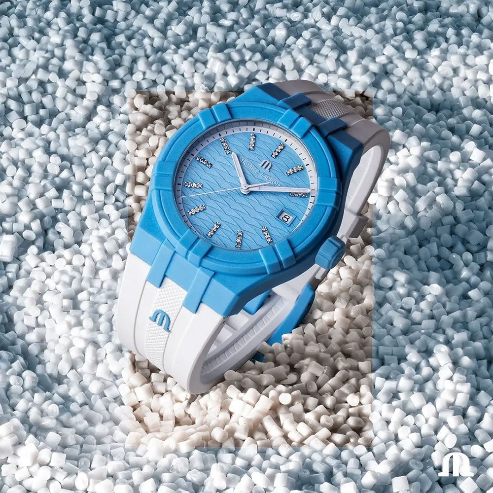 Maurice Lacroix 艾美錶 AIKON Tide 晶鑽藍色海洋環保材質手錶 AI2008-AAAA1-3A0-0
