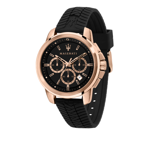 MASERATI 瑪莎拉蒂 經典三眼計時矽膠錶帶腕錶44mm(R8871621012)
