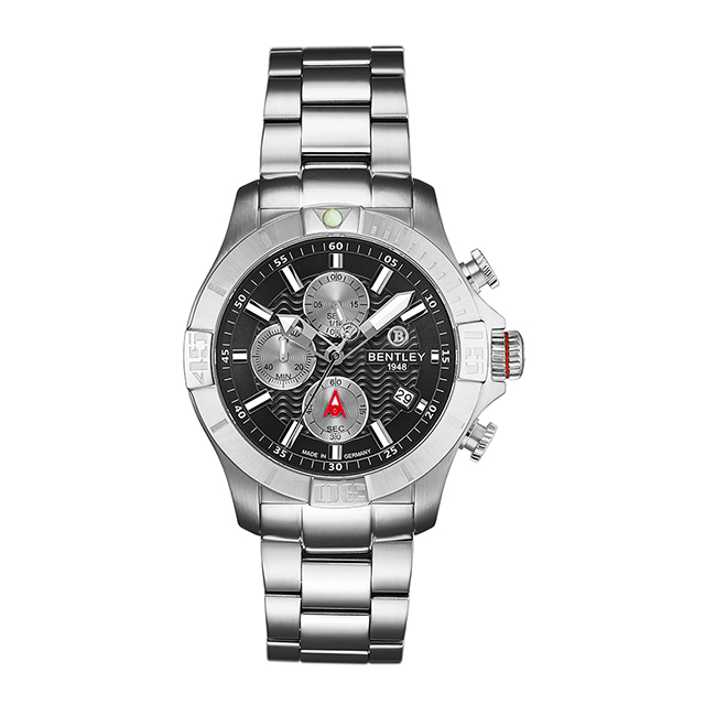 【Bentley 賓利】AQUAMARINE系列 三眼不銹鋼手錶( 黑面 / 銀 BL1796-50WBI)
