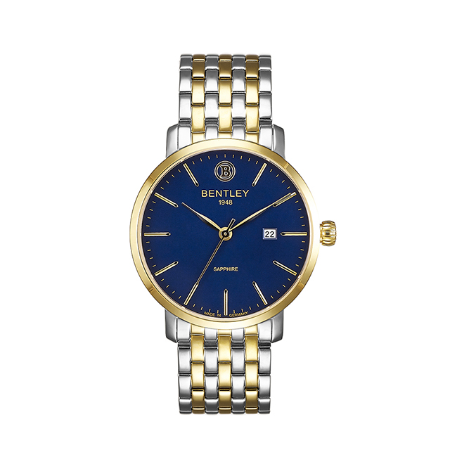 【BENTLEY賓利】 ELITE系列 簡約工藝手錶 (藍/金銀 BL1811-10MTNI)