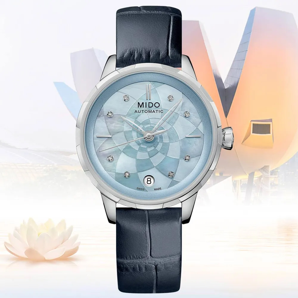 MIDO美度 RAINFLOWER 花雨系列 真鑽機械腕錶 34mm / M0432071613100