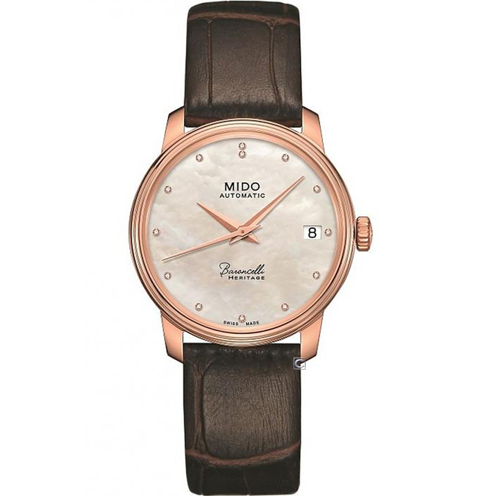 MIDO 美度錶 BARONCELLI 永恆系列 珍珠貝時尚機械錶-M0272073610600/33mm