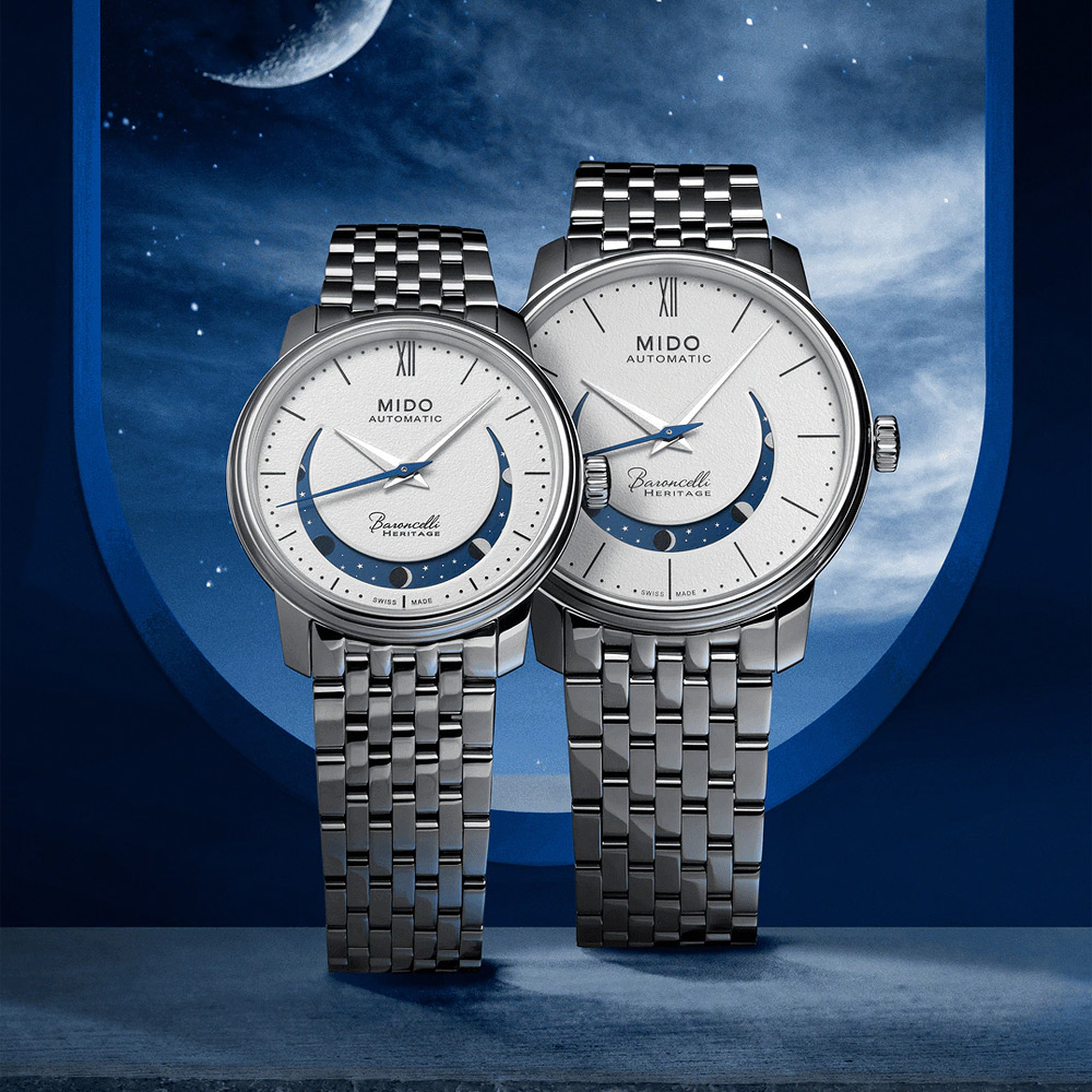 MIDO 美度 Baroncelli 永恆系列 微笑月相機械情侶手錶 對錶 M0274071101001+M0272071101001