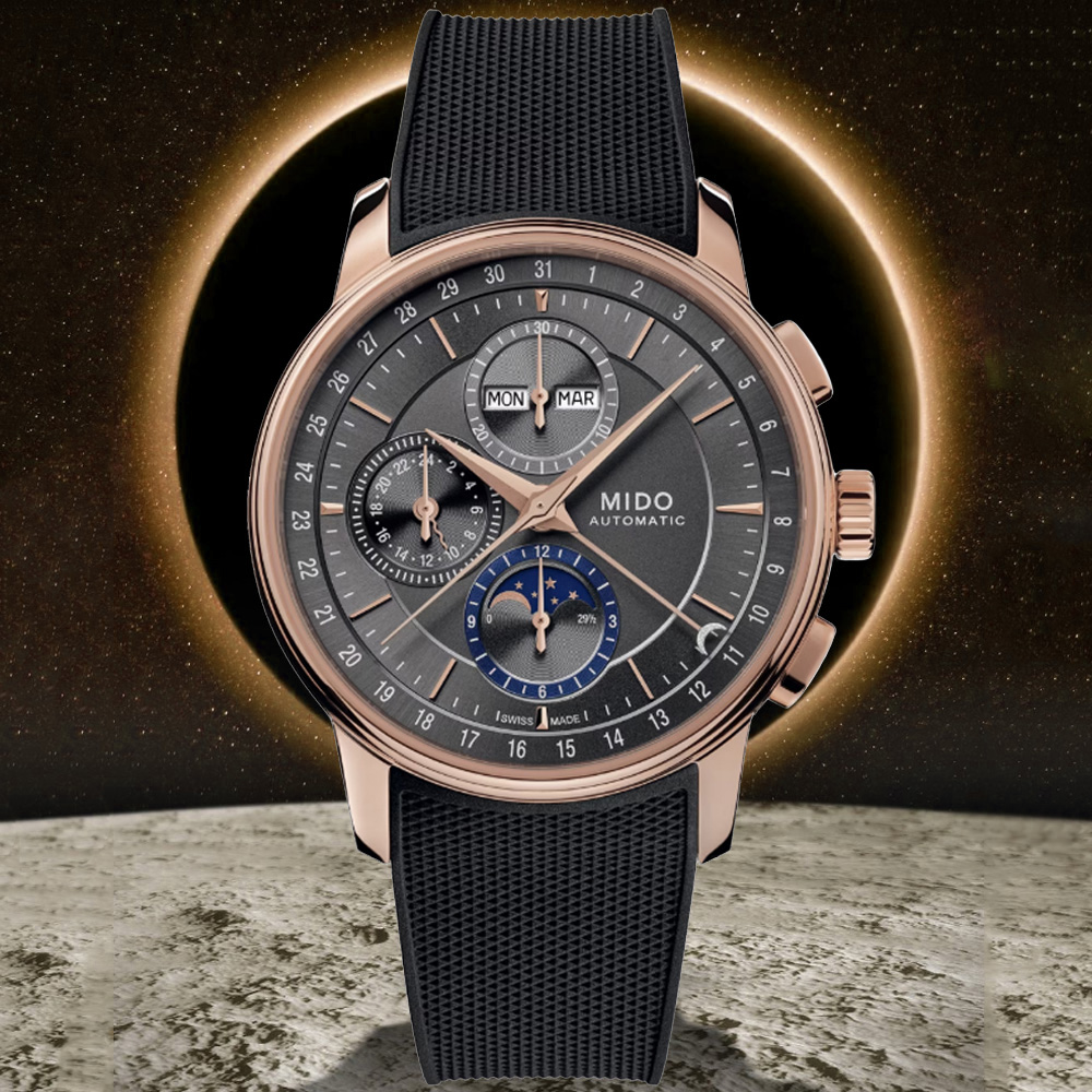 MIDO美度 BARONCELLI 永恆系列 月相計時機械腕錶 42mm / M0276253706100