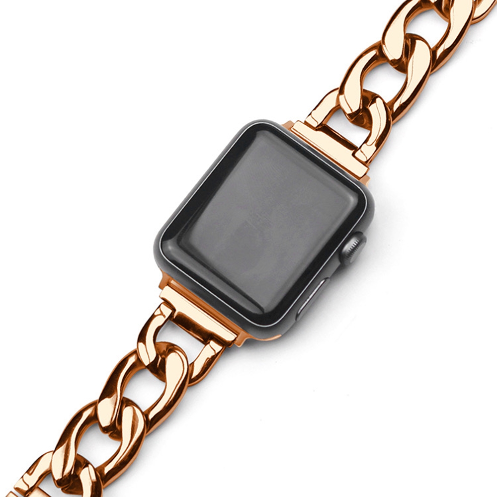 【原廠代用】Apple Watch金屬單排鍊錶帶(玫瑰金色)