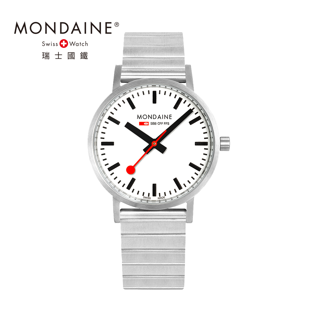 MONDAINE 瑞士國鐵 SBB Classic Metal腕錶 - 白 40mm