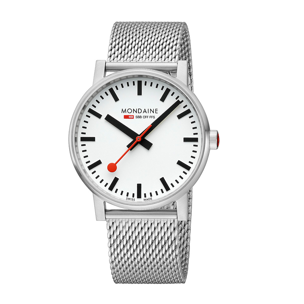 MONDAINE 瑞士國鐵evo2 時光走廊腕錶 白面米蘭帶 / 43110SJ / 43mm