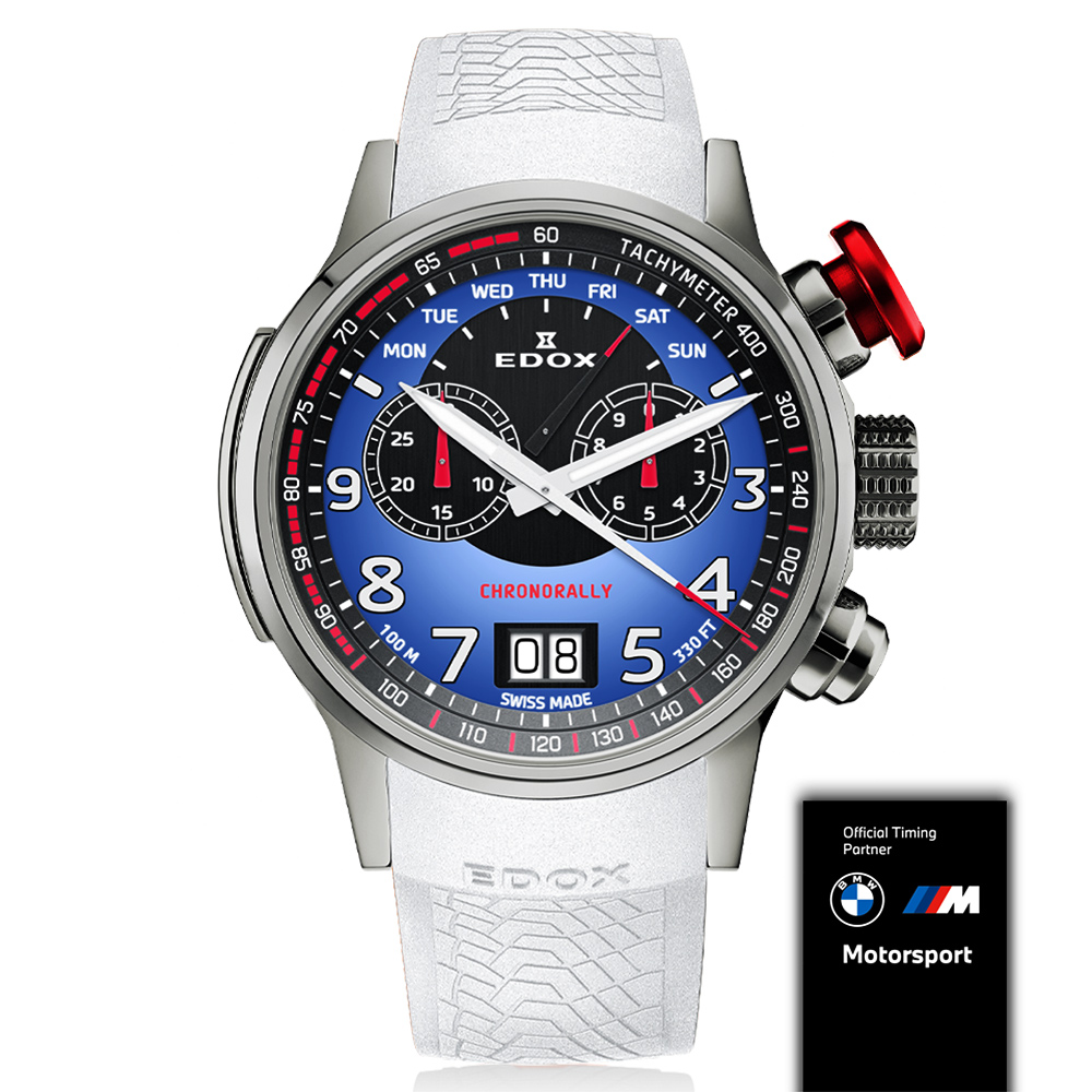 EDOX 限量賽車錶 BMW M MOTOSPORT 賽車計時石英錶/48mm(E38001.TINR.BUDN)
