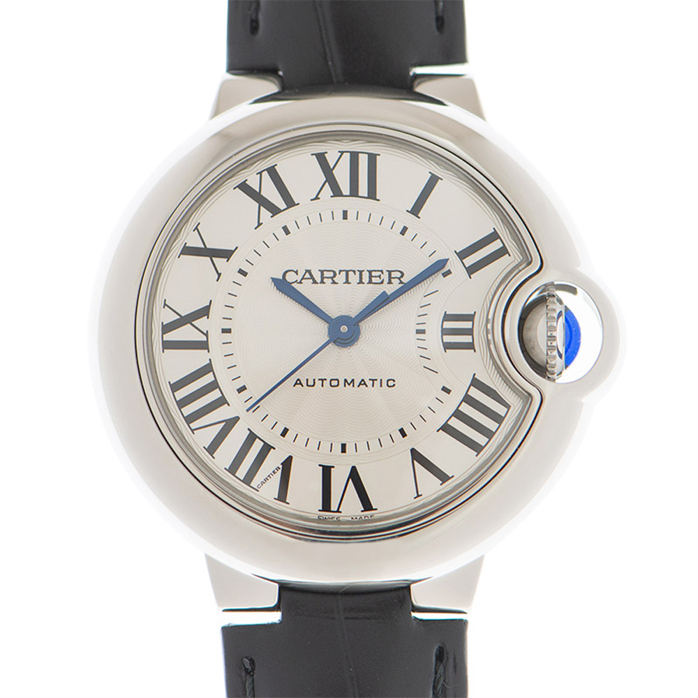 CARTIER 卡地亞 Ballon Bleu 經典羅馬時標機械皮帶腕錶(WSBB0030)x33mm