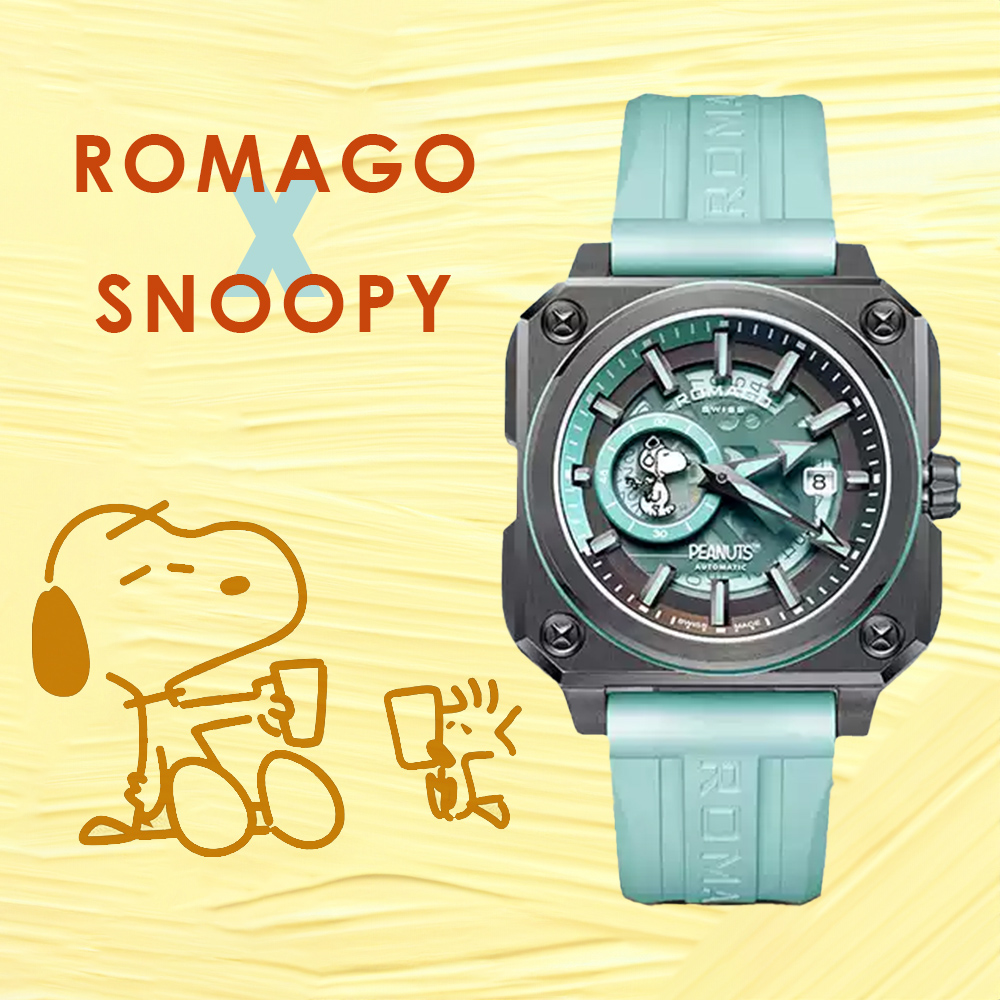 【ROMAGO 雷米格】史努比飛行系列 RM112-REB 贈黑鋼錶帶 限量 瑞士 機械錶 飛行員