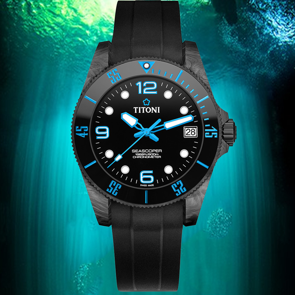 TITONI梅花錶 海洋探索 SEASCOPER 天文台認證 陶瓷圈 潛水機械腕錶 42mm / 83600C-BL-256