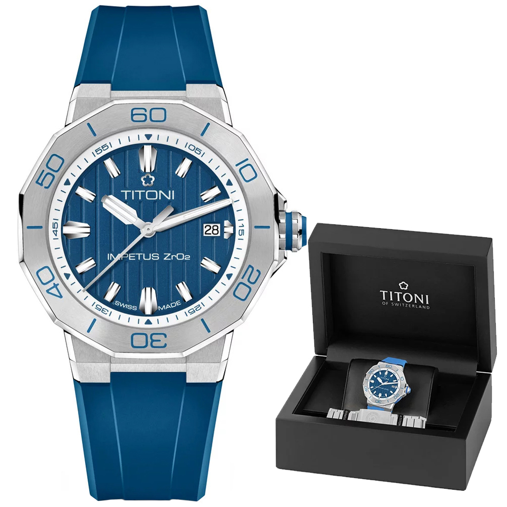 TITONI梅花錶 動力系列 CeramTech 高科技陶瓷 潛水機械腕錶 43mm / 83765S-FF-709