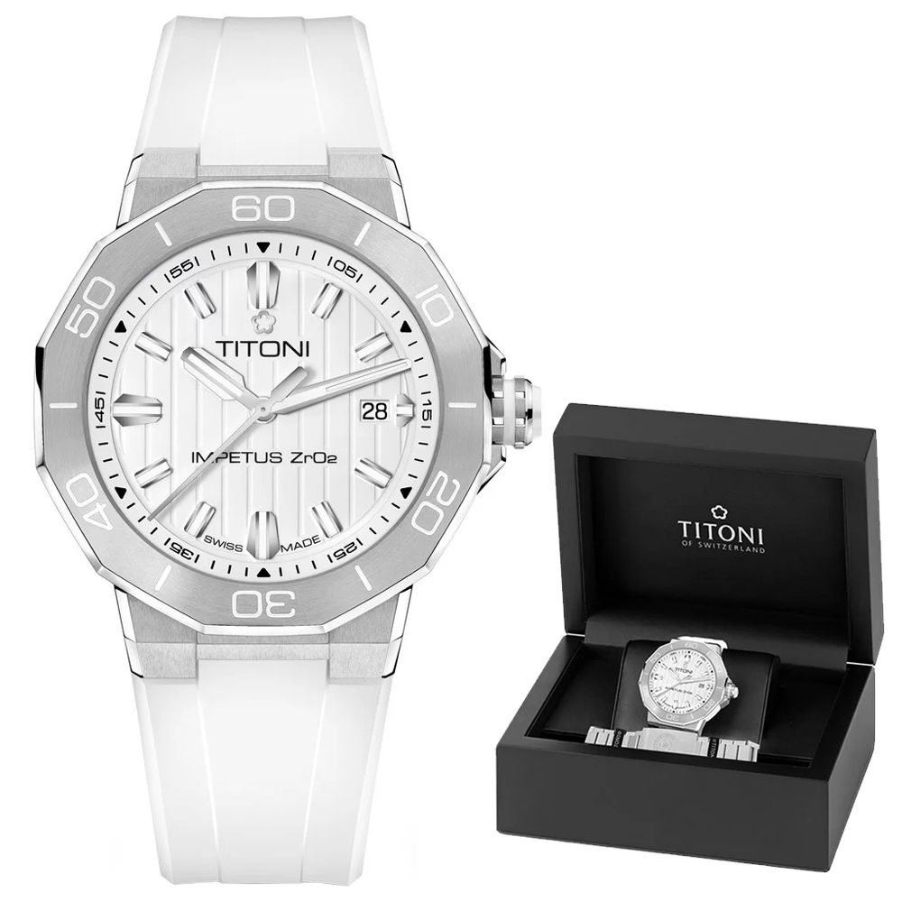 TITONI梅花錶 動力系列 CeramTech 高科技陶瓷 潛水機械腕錶 43mm / 83765S-WW-711