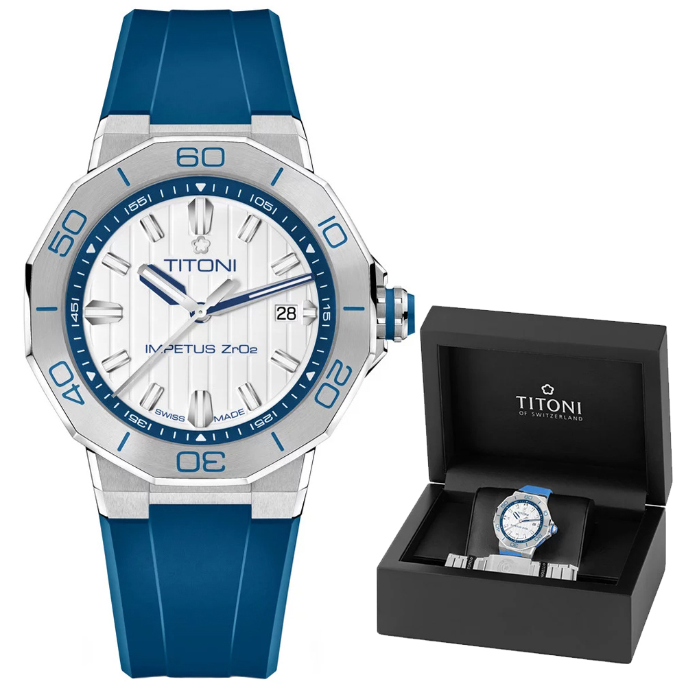 TITONI梅花錶 動力系列 CeramTech 高科技陶瓷 潛水機械腕錶 43mm / 83765S-FF-708