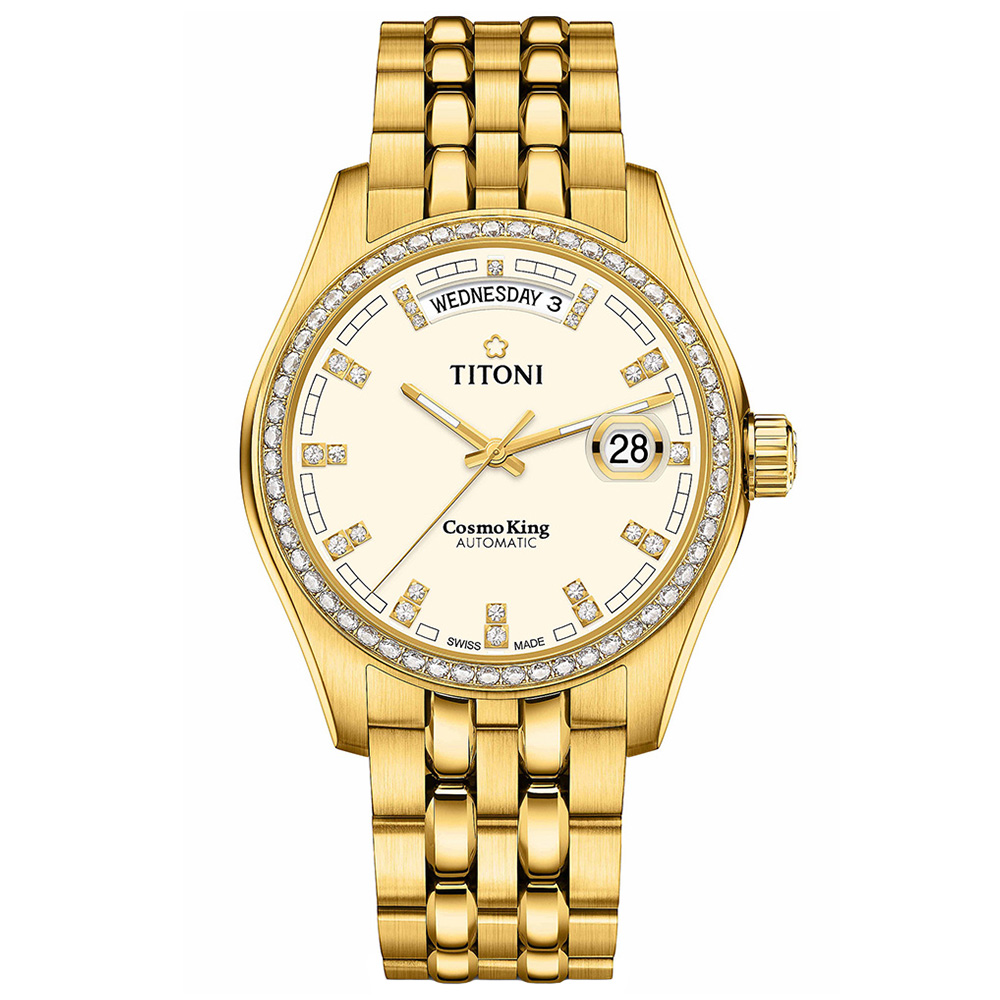 TITONI 梅花錶 宇宙系列 鋯石時標 機械腕錶 40mm / 797G-DB-541