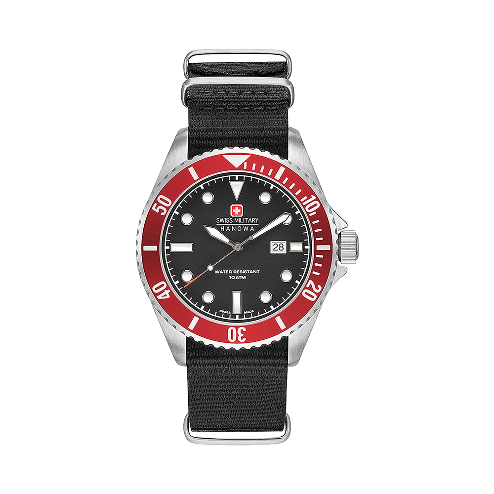 【SWISS MILITARY HANOWA】SEA LION 海軍尼龍日期腕錶 SM14648XSN02BK.H02