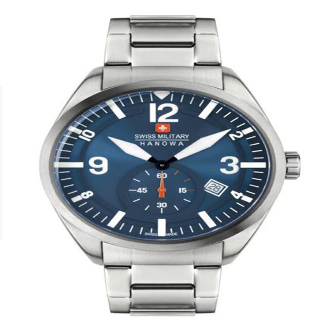 【SWISS MILITARY HANOWA】SCOPE瑞士軍錶紳士日期鋼帶腕錶-銀藍款/SM14389JSN.H03MA