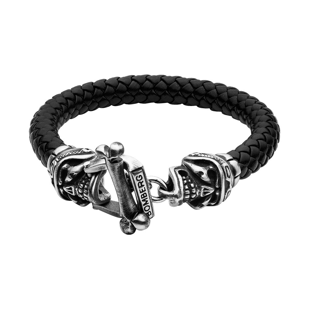 BOMBERG【炸彈錶】Leather SKULLY RIDER bracelet 骷髏騎士皮手環｜SKR.BRCLT.3-SS-S.6