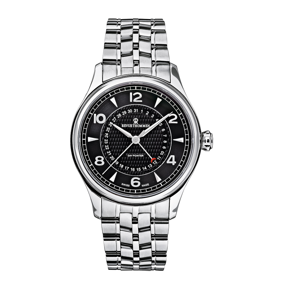 REVUE THOMMEN 梭曼錶 Specialities系列 自動機械腕錶 黑面x不鏽鋼鍊帶/42.5mm (10012.2137)