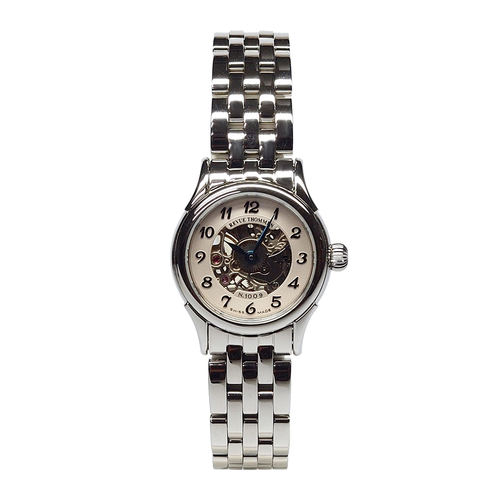 REVUE THOMMEN 梭曼錶 經典鏤空機械女腕錶 白色錶盤x鍊帶/25mm (12501.3138)