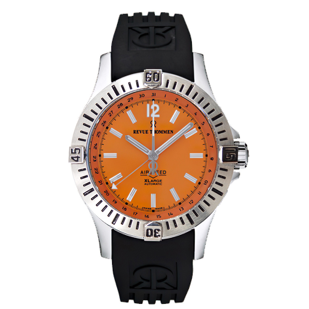REVUE THOMMEN 梭曼錶 Xlarge系列 自動機械腕錶 橘色x橡膠帶/43.5mm (16070.2839)