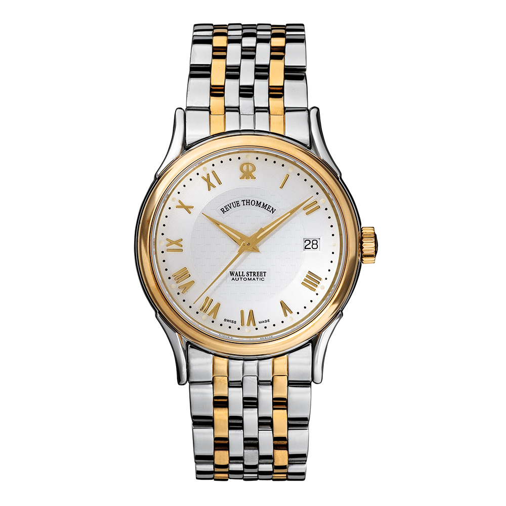 REVUE THOMMEN 梭曼錶 華爾街系列 自動機械腕錶 銀面x間金鍊帶/37mm (20002.2142)